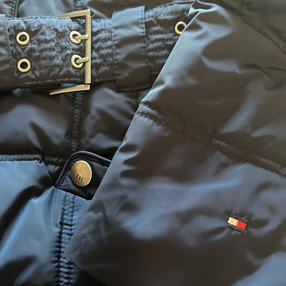Tommy Hilfiger Women's Belted Hooded Puffer Coat, navy blue size XS - Picture 4 of 7